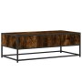 Mesa de centro madera ingeniería metal roble humo 100x50x35 cm
