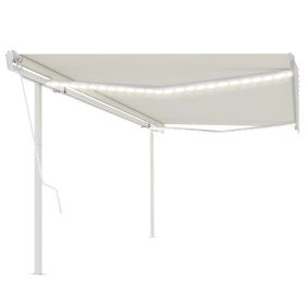 Toldo automático con LED y sensor de viento crema 5x3,5 m Toldo automático con LED y sensor de viento crema 5x3,5 m