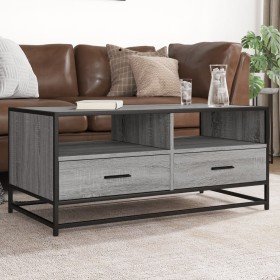 Mesa de centro madera ingeniería metal gris Sonoma 100x50x45cm en Mesas de centro | Comprar online en Foro24