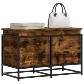 Caja de almacenaje con tapa madera roble ahumado 80x40x51,5 cm