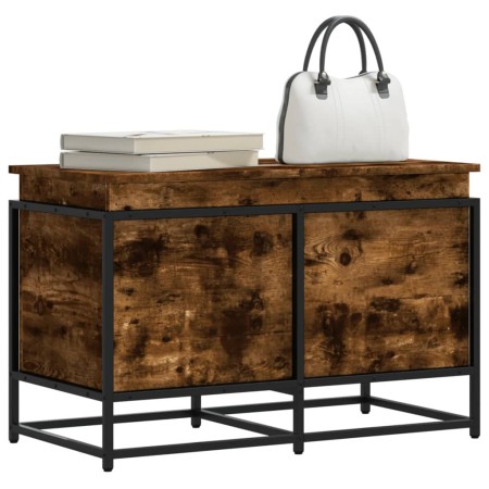 Caja de almacenaje con tapa madera roble ahumado 80x40x51,5 cm