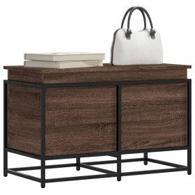 Caja de almacenaje con tapa madera marrón roble 80x40x51,5 cm