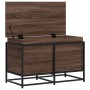 Caja de almacenaje con tapa madera marrón roble 80x40x51,5 cm