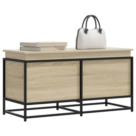 Caja de almacenaje con tapa madera roble Sonoma 100x40x51,5 cm