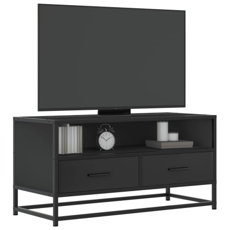 Mueble de TV madera de ingeniería y metal negro 80x34,5x40 cm en Muebles TV | Comprar online en Foro24