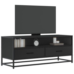 Mueble de TV madera de ingeniería y metal negro 100x34,5x40 cm en Muebles TV | Comprar online en Foro24