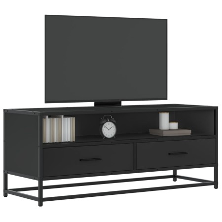 Mueble de TV madera de ingeniería y metal negro 100x34,5x40 cm en Muebles TV | Comprar online en Foro24