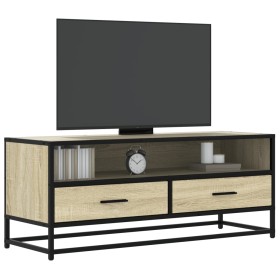 Mueble TV metal y madera ingeniería roble Sonoma 100x34,5x40 cm Mueble TV metal y madera ingeniería roble Sonoma 100x34,5x40 cm
