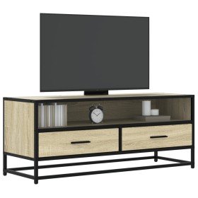 Mueble TV metal y madera ingeniería roble Sonoma 100x34,5x40 cm Mueble TV metal y madera ingeniería roble Sonoma 100x34,5x40 cm