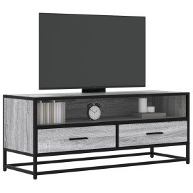 Mueble TV metal y madera ingeniería gris Sonoma 100x34,5x40 cm Mueble TV metal y madera ingeniería gris Sonoma 100x34,5x40 cm