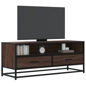 Mueble TV metal y madera ingeniería marrón roble 100x34,5x40 cm Mueble TV metal y madera ingeniería marrón roble 100x34,5x40 cm