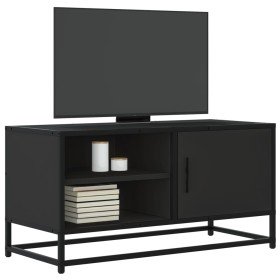 Mueble de TV madera de ingeniería y metal negro 80x34,5x40 cm en Muebles TV | Comprar online en Foro24
