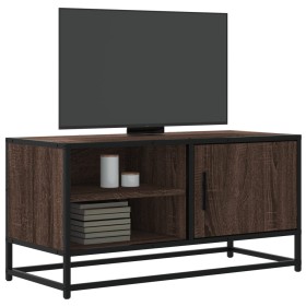 Mueble TV metal y madera ingeniería marrón roble 80x34,5x40 cm Mueble TV metal y madera ingeniería marrón roble 80x34,5x40 cm