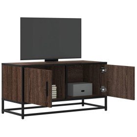Mueble TV metal y madera ingeniería marrón roble 80x34,5x40 cm en Muebles TV | Comprar online en Foro24