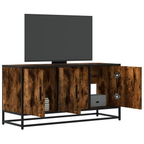 Mueble TV metal y madera ingeniería roble humo 100x35x50 cm Mueble TV metal y madera ingeniería roble humo 100x35x50 cm
