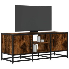 Mueble TV metal y madera ingeniería roble ahumado 100x35x41 cm en Muebles TV | Comprar online en Foro24