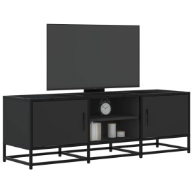 Mueble de TV madera de ingeniería y metal negro 120x35x41 cm