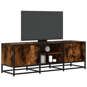 Mueble TV metal y madera ingeniería roble humo 120x35x41 cm Mueble TV metal y madera ingeniería roble humo 120x35x41 cm