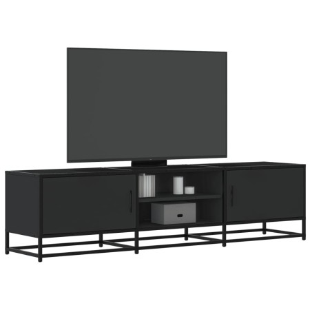 Mueble de TV madera de ingeniería y metal negro 160x35x41 cm en Muebles TV | Comprar online en Foro24