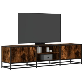 Mueble TV metal y madera ingeniería roble humo 160x35x41 cm Mueble TV metal y madera ingeniería roble humo 160x35x41 cm