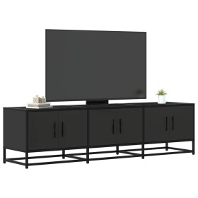 Mueble de TV madera de ingeniería y metal negro 150x35x41 cm Mueble de TV madera de ingeniería y metal negro 150x35x41 cm