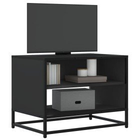 Mueble de TV madera de ingeniería y metal negro 61x40x46 cm Mueble de TV madera de ingeniería y metal negro 61x40x46 cm