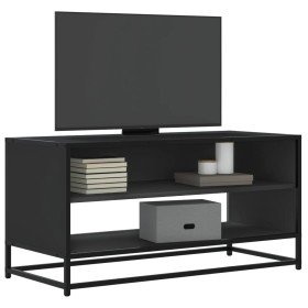 Mueble de TV madera de ingeniería y metal negro 91x40x46 cm en Muebles TV | Comprar online en Foro24