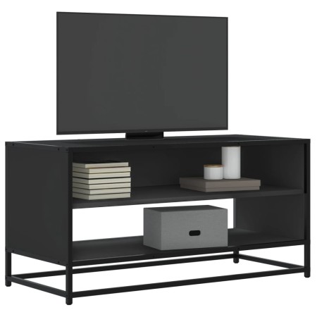 Mueble de TV madera de ingeniería y metal negro 91x40x46 cm