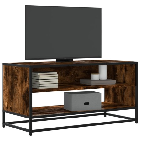 Mueble TV metal y madera ingeniería roble humo 91x40x46 cm en Muebles TV | Comprar online en Foro24