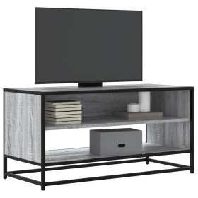 Mueble TV madera ingeniería y metal roble ahumado 91x40x46 cm en Muebles TV | Comprar online en Foro24