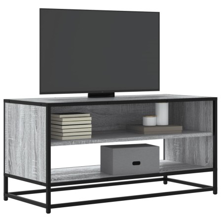Mueble TV madera ingeniería y metal roble ahumado 91x40x46 cm en Muebles TV | Comprar online en Foro24