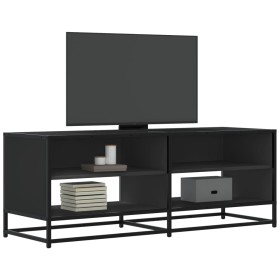 Mueble de TV madera de ingeniería y metal negro 120,5x40x46 cm Mueble de TV madera de ingeniería y metal negro 120,5x40x46 cm