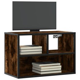 Mueble TV madera ingeniería y metal roble ahumado 60x31x39,5 cm Mueble TV madera ingeniería y metal roble ahumado 60x31x39,5 cm