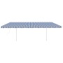 Toldo automático LED sensor de viento azul blanco 6x3,5 m