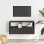 Mueble de TV metal y madera de ingeniería negro 80x31x39,5 cm