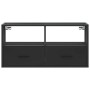 Mueble de TV metal y madera de ingeniería negro 80x31x39,5 cm