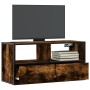 Mueble TV metal y madera contrachapada roble humo 80x31x39,5 cm en Muebles TV | Comprar online en Foro24