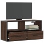 Mueble TV madera ingeniería y metal marrón roble 80x31x39,5 cm en Muebles TV | Comprar online en Foro24