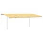 Toldo automático LED sensor de viento amarillo blanco 6x3,5 m