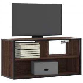 Mueble TV madera ingeniería y metal marrón roble 80x31x39,5 cm Mueble TV madera ingeniería y metal marrón roble 80x31x39,5 cm