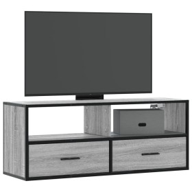 Mueble de TV madera y metal roble ahumado 100x31x39,5 cm Mueble de TV madera y metal roble ahumado 100x31x39,5 cm