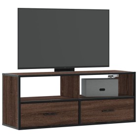 Mueble TV madera ingeniería y metal marrón roble 100x31x39,5 cm Mueble TV madera ingeniería y metal marrón roble 100x31x39,5 cm