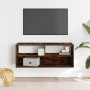 Mueble TV metal y madera contrachapada roble humo 100x31x39,5cm