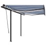 Toldo manual retráctil con luz LED azul y blanco 3x2,5 m