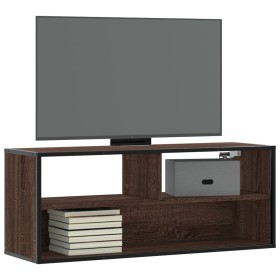 Mueble TV madera ingeniería y metal marrón roble 100x31x39,5 cm Mueble TV madera ingeniería y metal marrón roble 100x31x39,5 cm