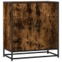Aparador madera ingeniería y metal roble ahumado 68x35x76 cm