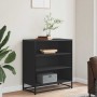 Aparador de madera de ingeniería y metal negro 68x35x76 cm