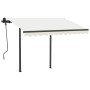 Toldo automático retráctil con postes color crema 3x2,5 m