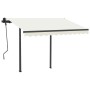 Toldo manual retráctil con LED color crema 3,5x2,5 m