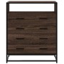 Cómoda de madera contrachapada roble marrón 70x41x83,5 cm